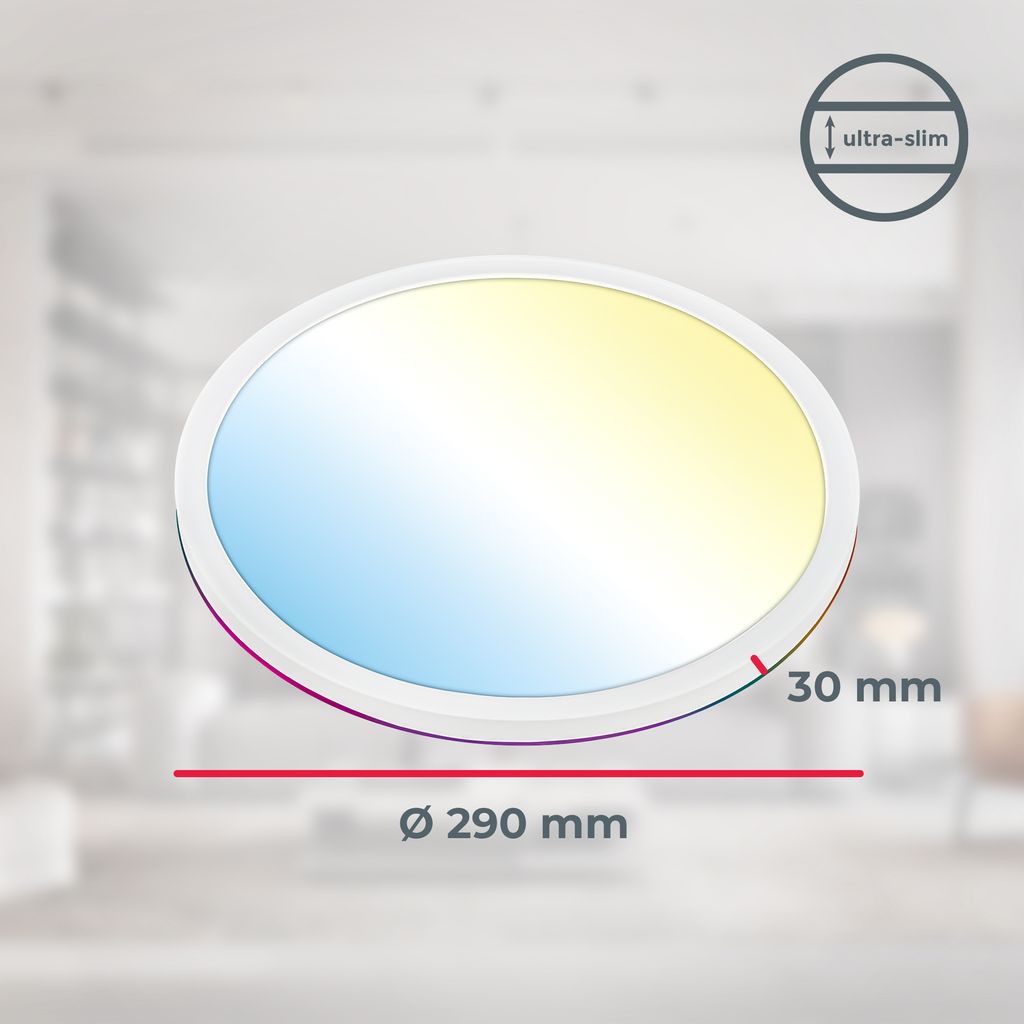 LED Panel Ø29 cm - 18W, 2400lm, dimmbar, Fernbedienung, CCT, RGB, weiß