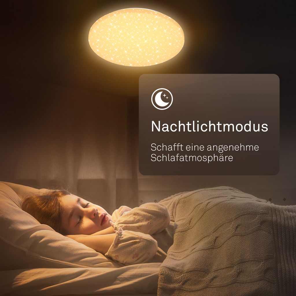 Luminus Deckenleuchte Ø34 cm - 24W, 2600lm, LED, Dimmbar, CCT, Sternenhimmel, Weiß