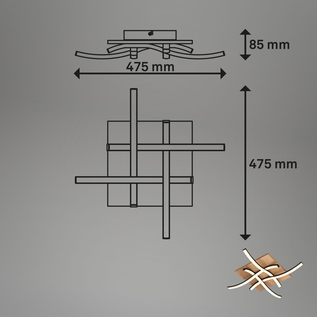 Deckenlampe Wellenförmige Deckenleuchte Schlafzimmer Wohnzimmer Warmweiß Holz 7