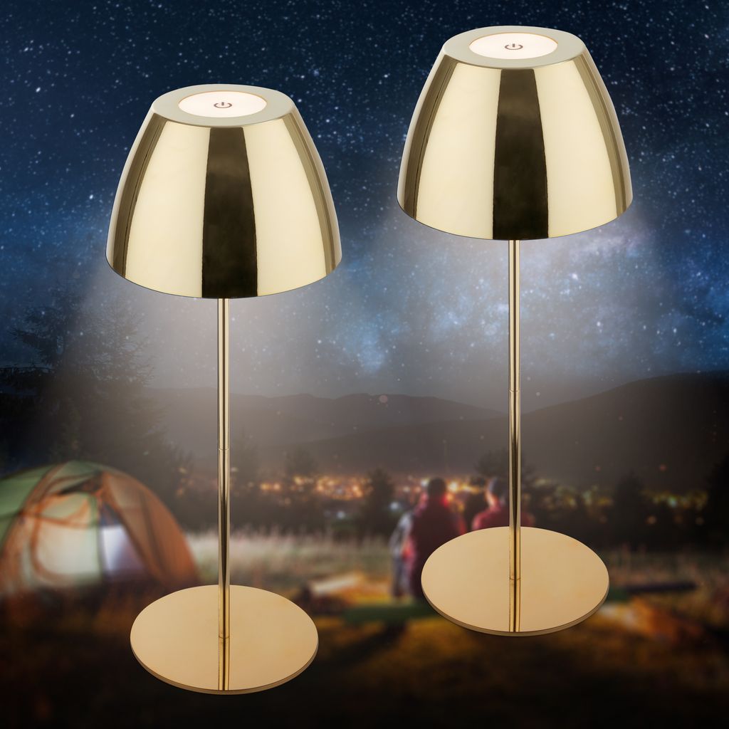 Serina Tischlampe 2er Set - 2,5W, 200lm, Kabellos, LED, Touch, Dimmbar, Goldfarbe