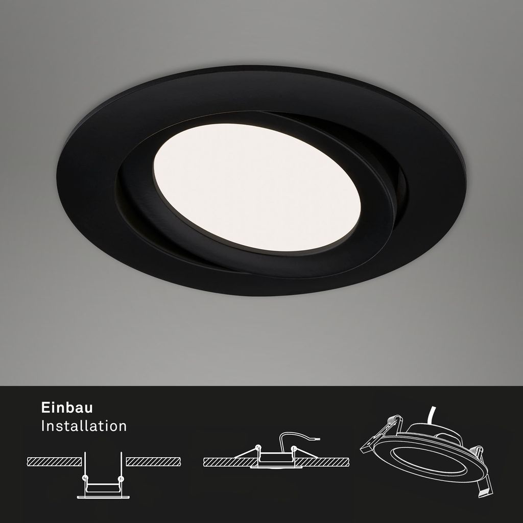 LED Einbauleuchten 3er Set 7 W matt-schwarz Kunststoff Ø 10.6cm Briloner 6