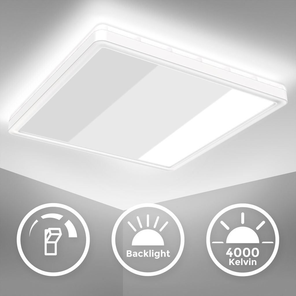 LED Panel 29,3x29,3 cm - 18W, 2400lm, dimmbar, flach, backlight, neutralweiß, weiß