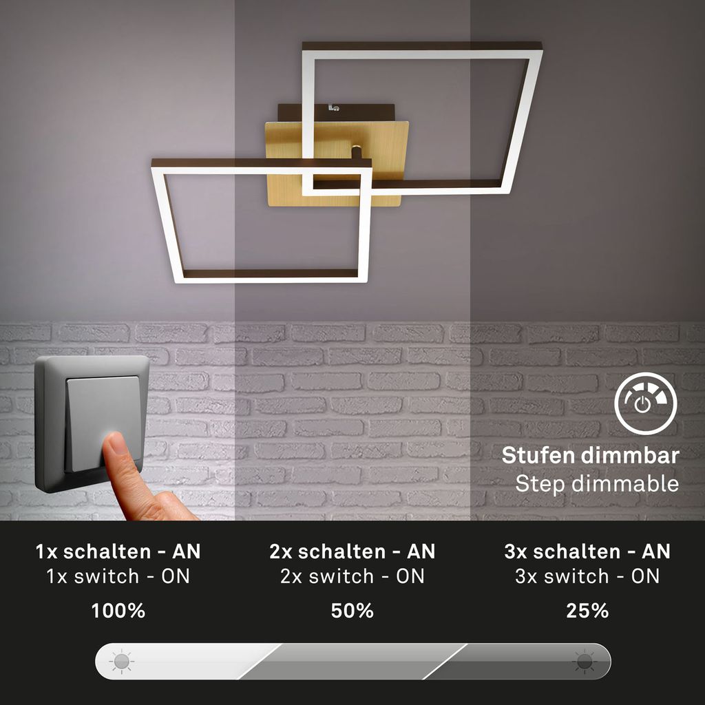 LED Deckenleuchte, 62 cm, LED-Platine, 11 W, 1200 lm, gold-braun