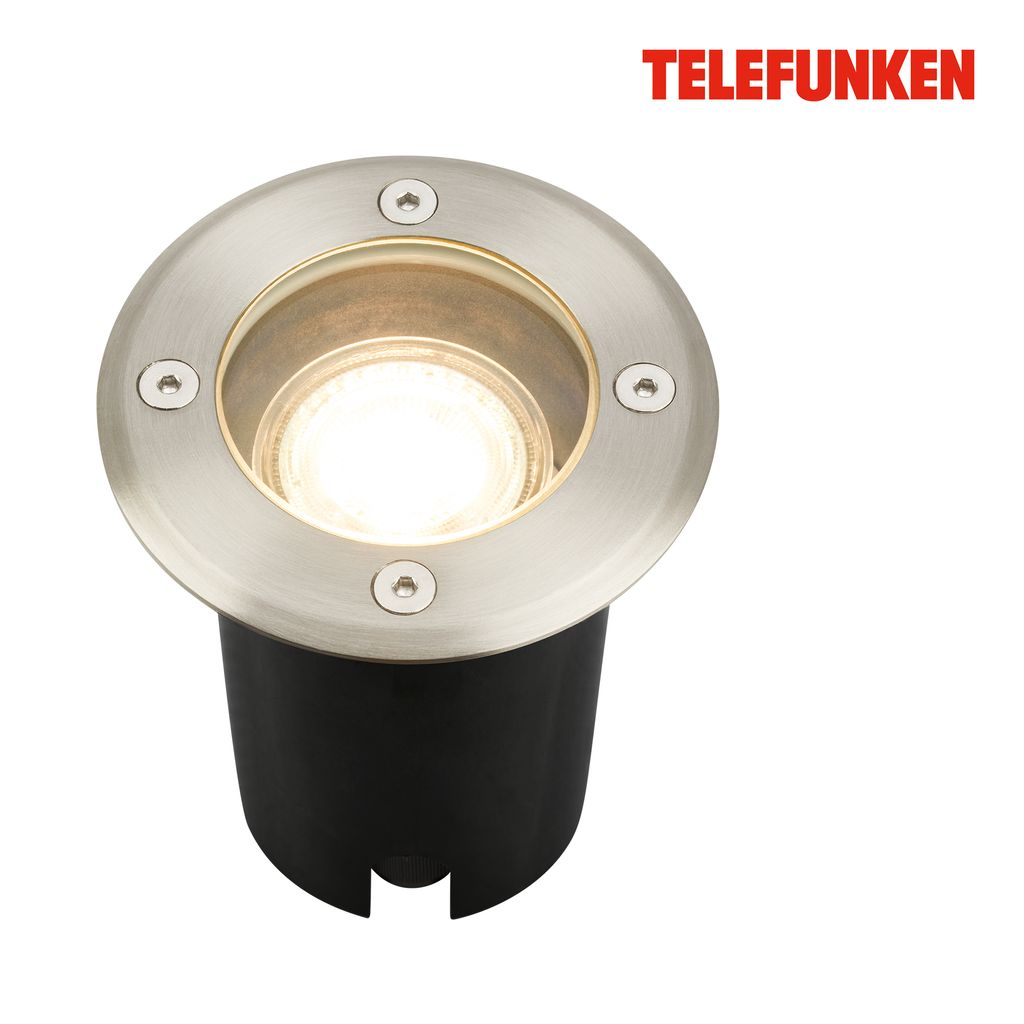 Telefunken Bodeneinbauleuchte Aussen, Wasserdicht IP67, gehärtetes Glas, GU10 Fassung, Rund