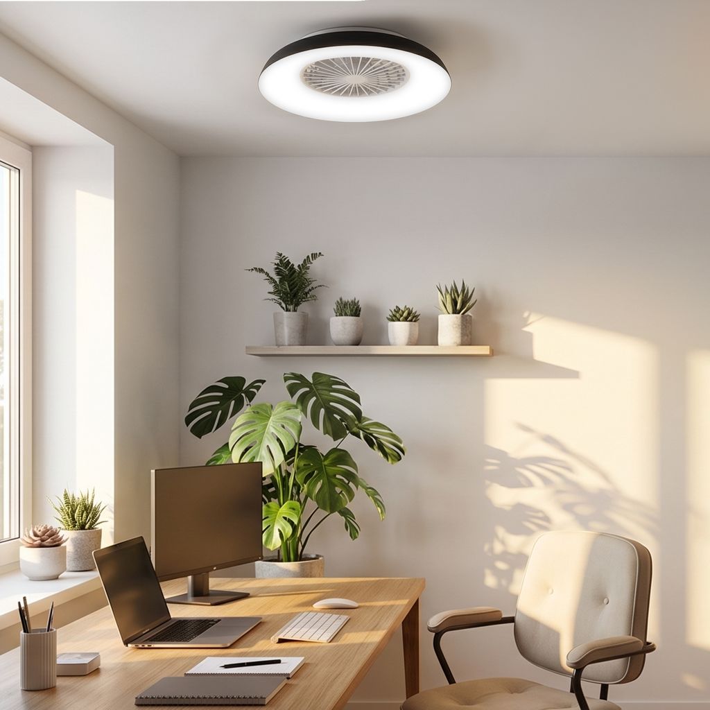Windora Deckenventilator mit Beleuchtung - 36,5W, 3900lm, 5 Geschwindkeiten, CCT, Dimmbar, Schwarz, Weiß