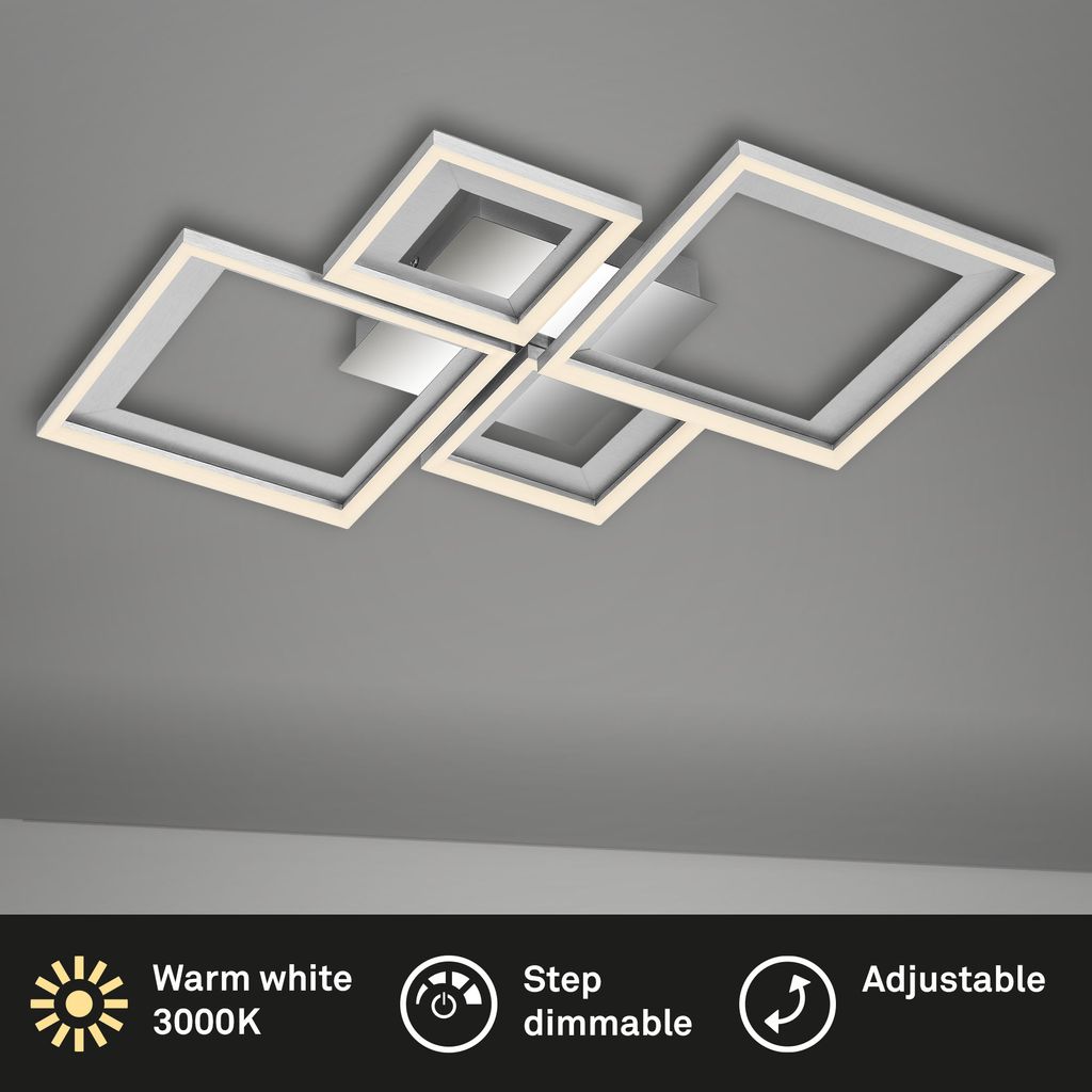 LED Deckenleuchte, 53 cm, LED-Platine, 24 W, 120 lm, alu-chrom