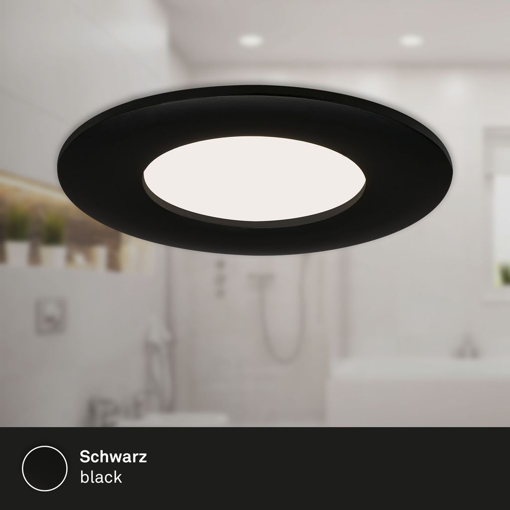 LED Einbauleuchten 3er Set 5 W matt-schwarz 4000K Kunststoff Ø8.5cm  Briloner 3