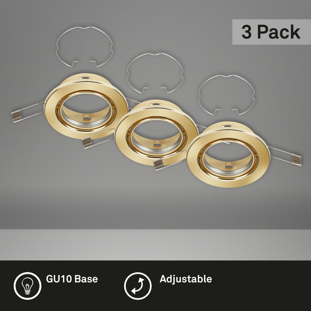 Einbauleuchte Einbaulampe 3er Set GU10 schwenkbar IP23 Ø8.6 cm Gold Briloner 1