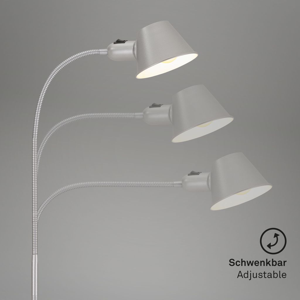 Briloner Leuchten - Stehlampe flexibel. Stehleuchte verstellbar. Kippschalter. 1x E27 Fassung max. 10 Watt. inkl. Kabel. Chrom-Matt. 152 cm 4