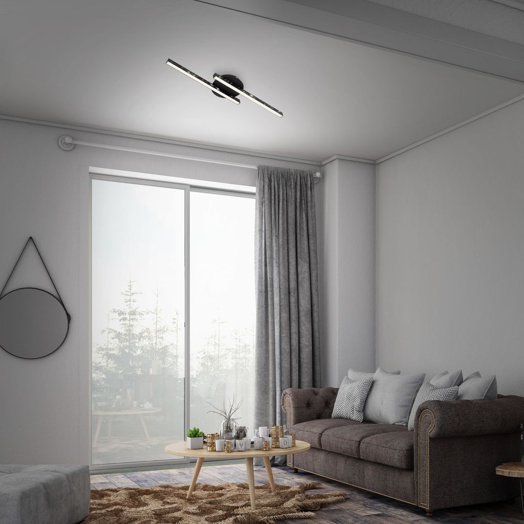 LED Deckenleuchte, 60 cm, 10,5 W, 1400 lm, Schwarz