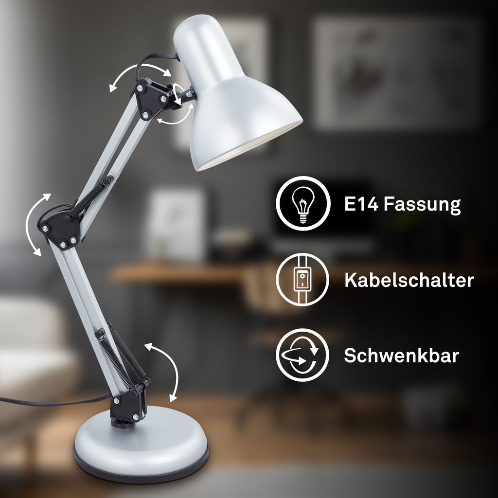 Lampe de table Ø 15,5 cm 1x exkl. E14 25W argent