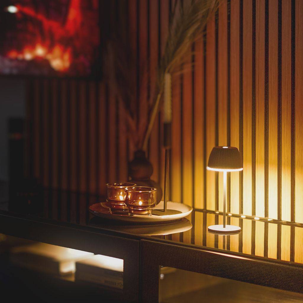 Riffle Mini 2er Set Tischlampe 20 cm - 1,5W, 150lm, Akku, LED, Dimmbar, Touch, German Design Award Winner 2025, Beige
