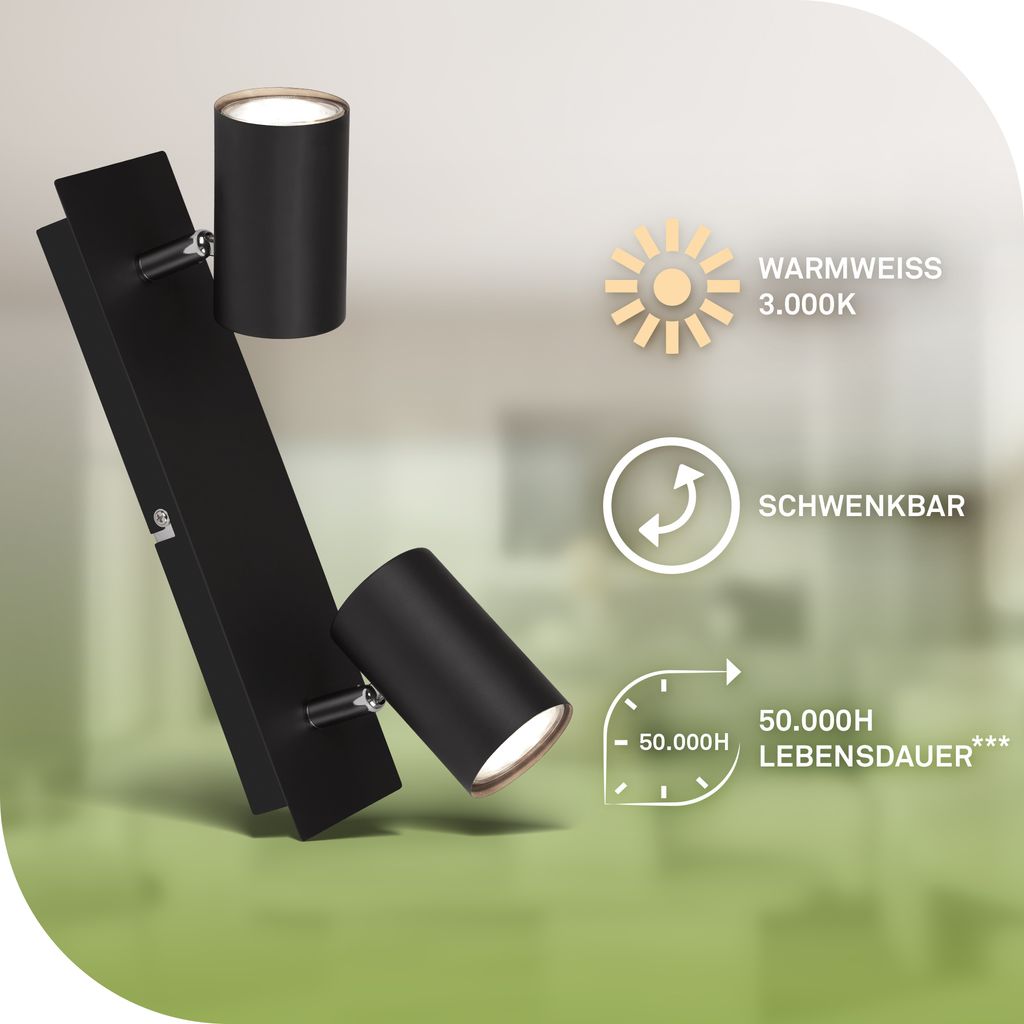 Briloner Isil A LED Deckenstrahler, mit EEK A Lichtquelle*, Schwenkbar, Schwarz
