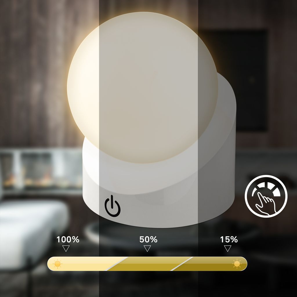 Sora Mini LED Tischlampe kabellos IP54, Dimmbar, Touch, 2er Set, Weiß