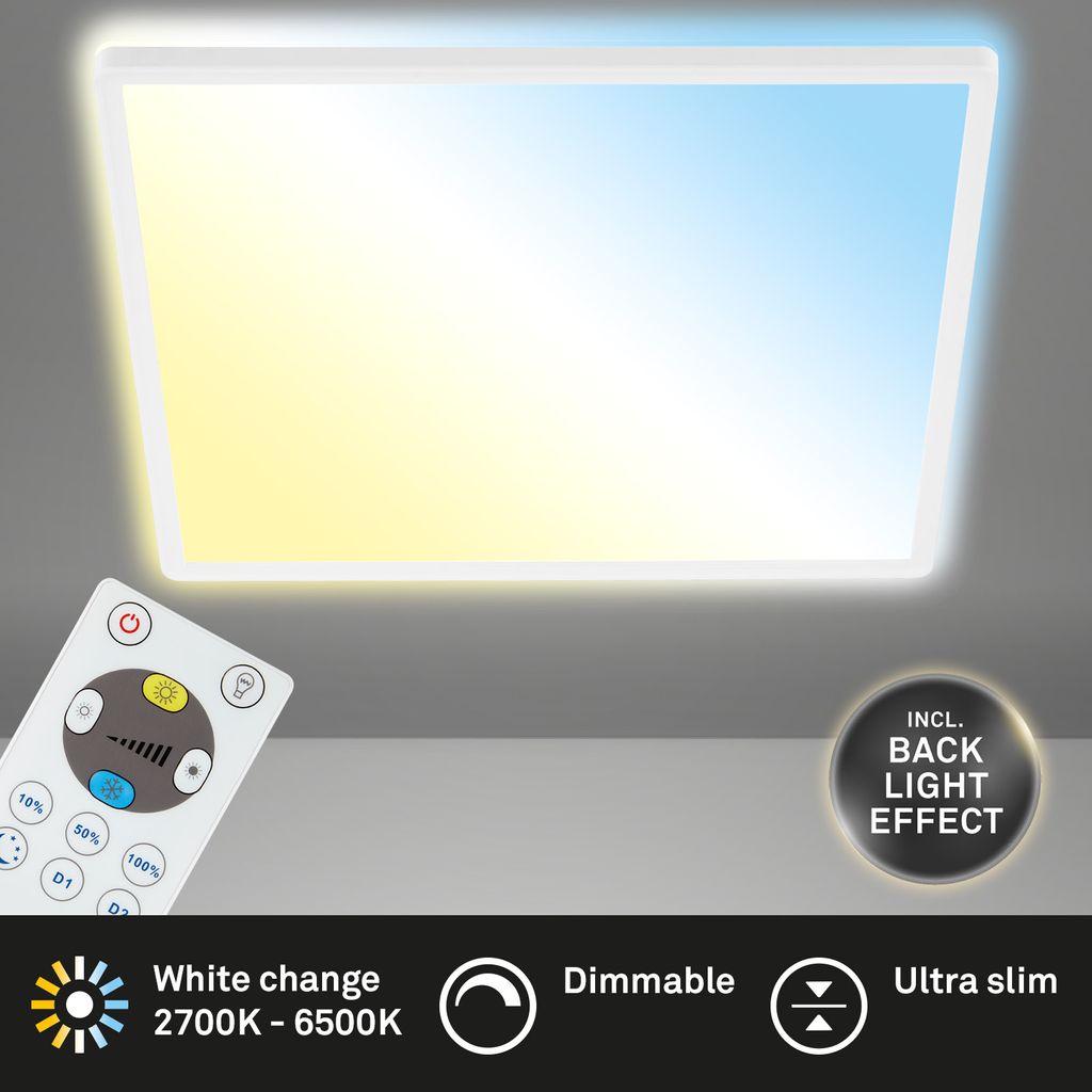 LED Panel Dimmbar Fernbedienung Ultraflach CCT 22 W weiß Kunststoff Briloner 2
