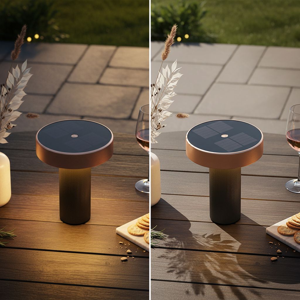 Poga Tischlampe - 1W, 150lm, Kabellos, LED, Dimmbar, Solar, Anthrazit, Bronze metallic