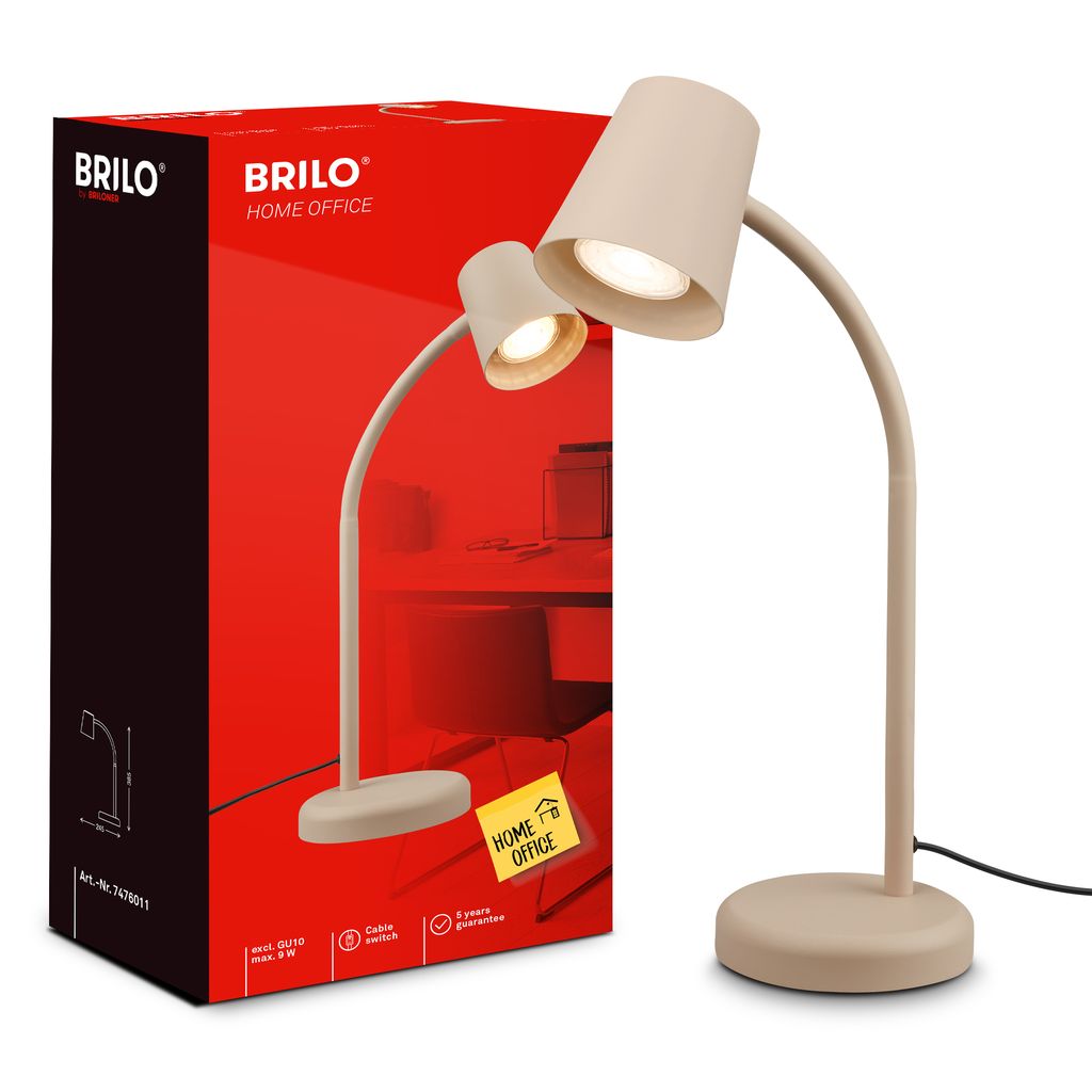 Skriva Tischlampe - Schwenkbar, Schalter, GU10 Fassung, max. 9W, Beige