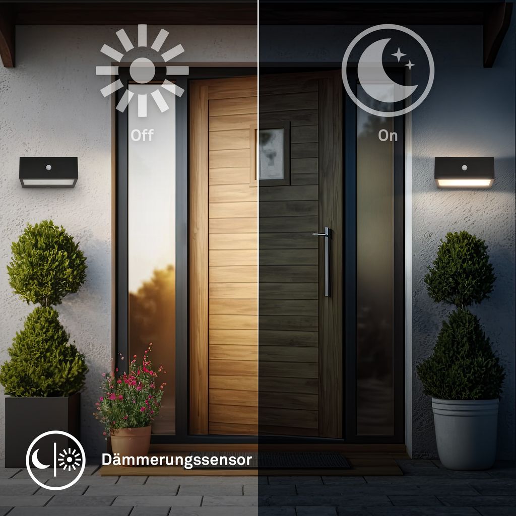 Dogu Outdoor Wall Light - 6.5W, 700lm, LED, Battery, Motion Detector, Black