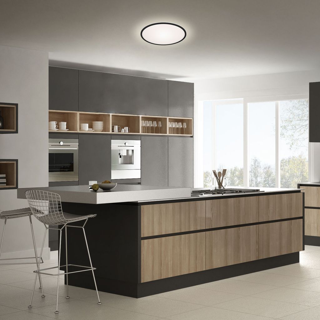 LED Deckenleuchte Deckenlampe Hintergrundbeleuchtung 15W Ø28cm schwarz Briloner 3