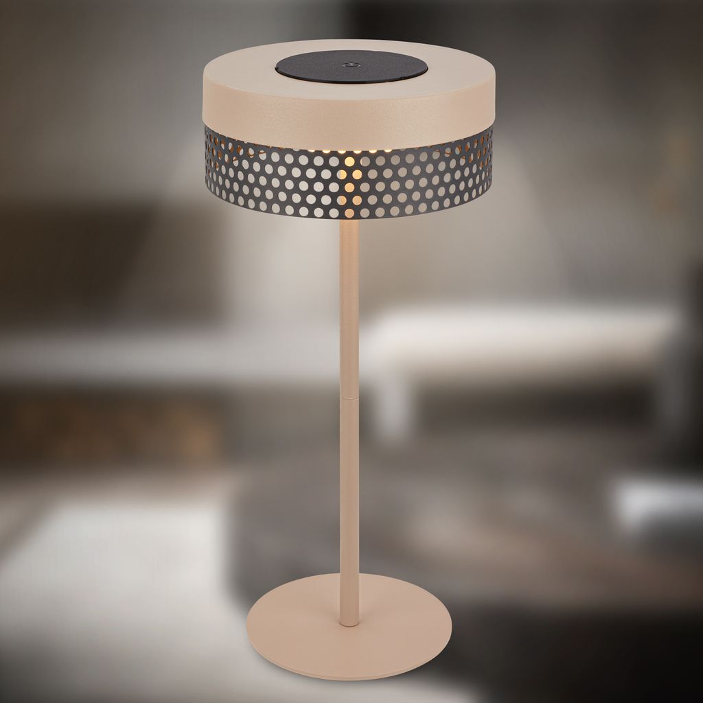 Briloner Booha LED Tischlampe kabellos IP44. Dimmbar. Touch. Akku. Spritzwasserschutz. Beige-Anthrazit. Ø16 x 35 cm 1