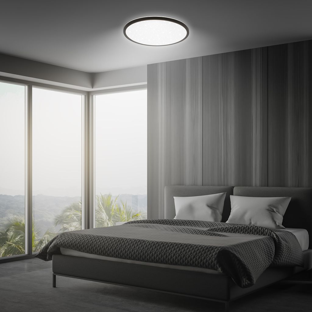 Slim LED Panel Ø37,5 cm - 22W, 3000lm, Sternenhimmel, Neutralweiß, Schwarz