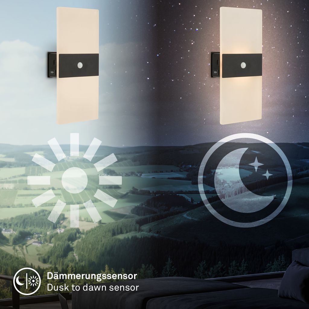 Aura Wandleuchte - 2,5W, 100lm, Akku, LED, mit Bewegungsmelder, Schwarz