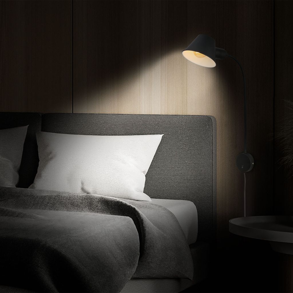 Bettleuchte Bettlampe flexibel Leselampe 1xE27 10W schwarz Schlafzimmer Briloner 5