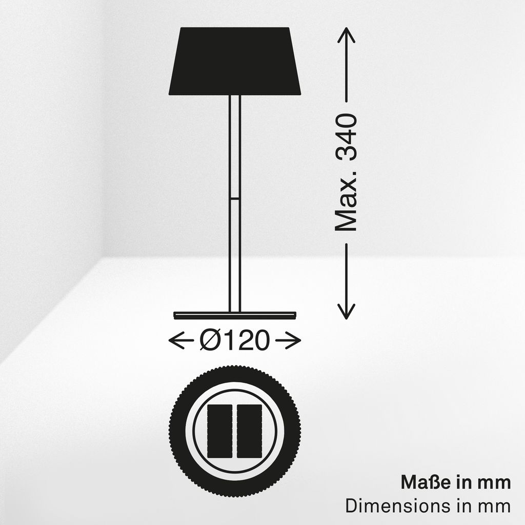 Alia Tischlampe - 2W, 150lm, Kabellos, LED, Dimmbar, Solar, Beige