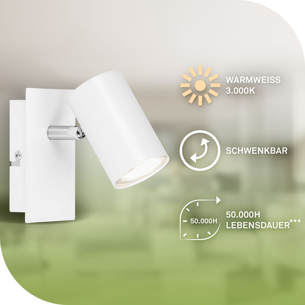 Briloner Isil A LED Wandleuchte innen, mit EEK A Lichtquelle*, Schwenkbar, Weiß