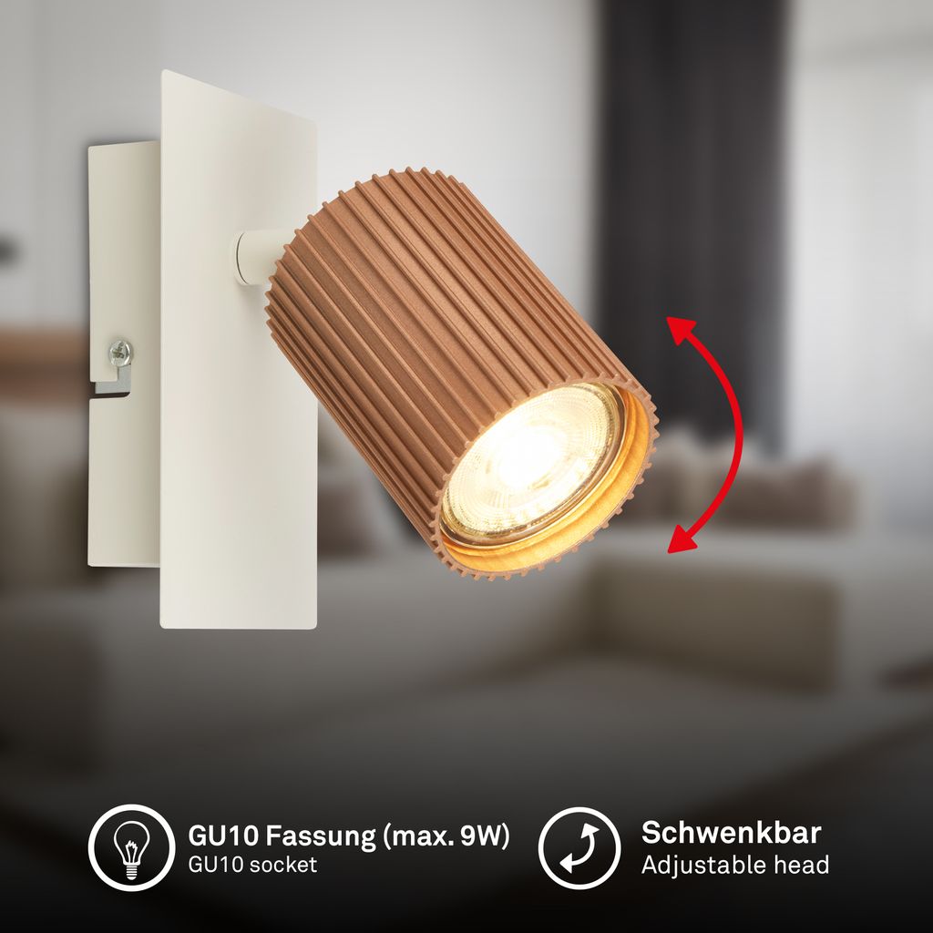 Ida Wandlampe - GU10 Fassung, max. 9W, Schwenkbar, Coffee-Warm grey