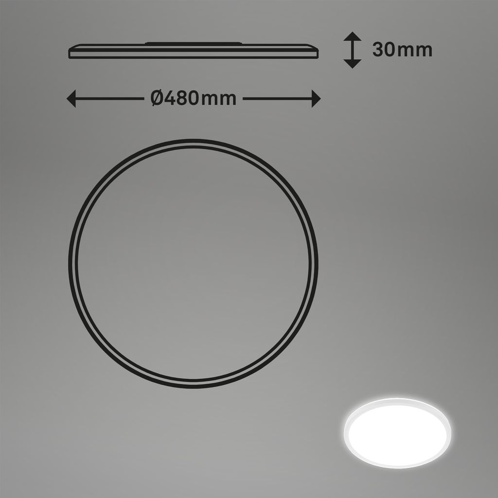 Slim LED Panel, backlight, flat, 48cm round, 30W, 4000K, white