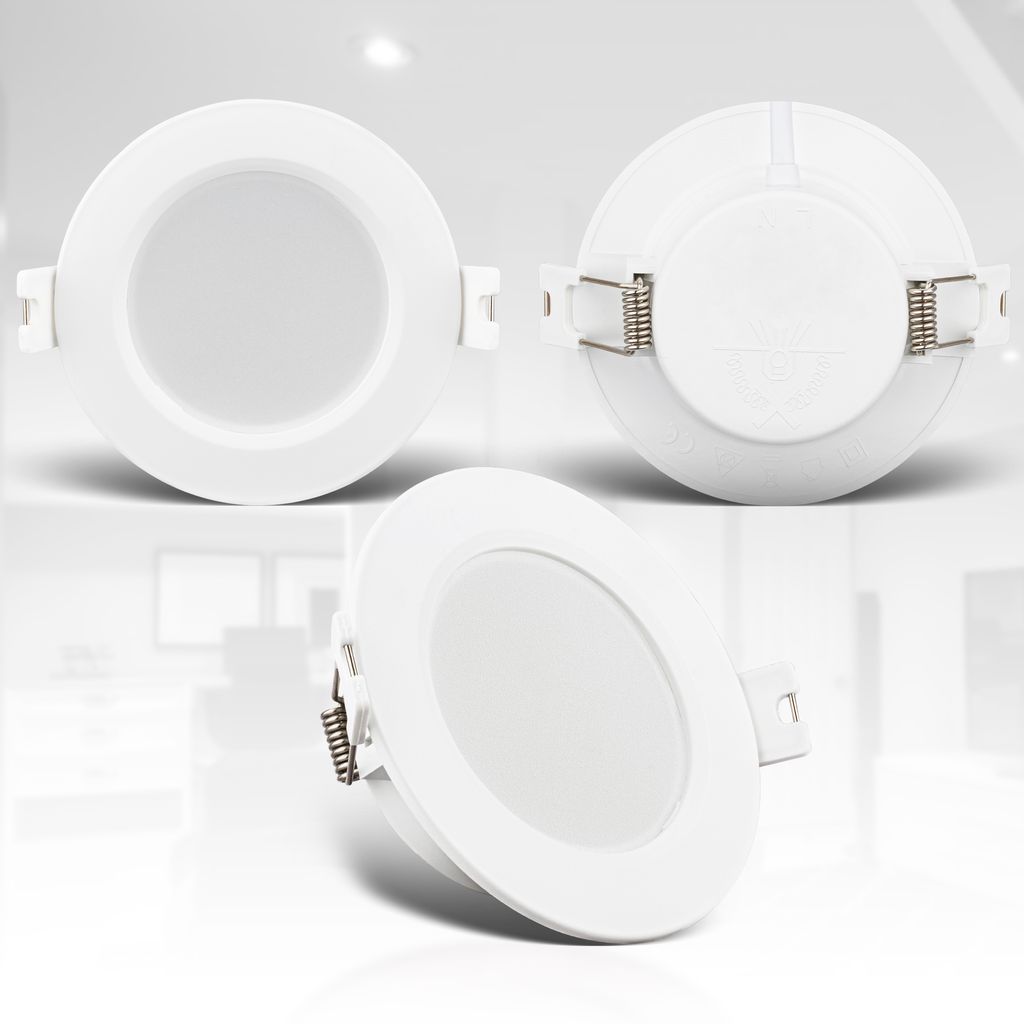 Einbaustrahler 76mm 6er Set - 230V, 3W, 330lm, LED, neutralweiß, weiß
