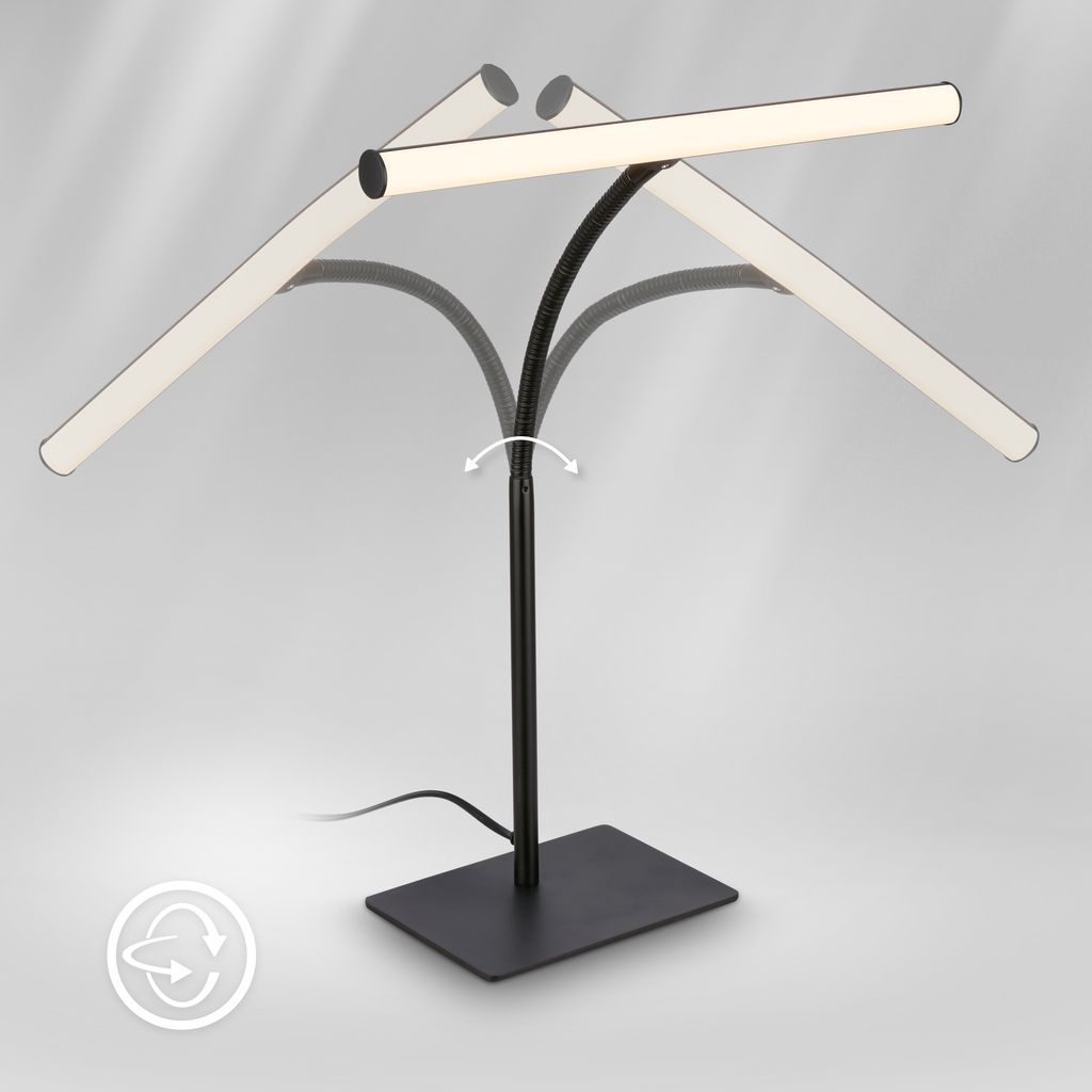 Lectra Schreibtischlampe - 7W, 800lm, mit Schalter, LED, Warmweiß, Schwarz
