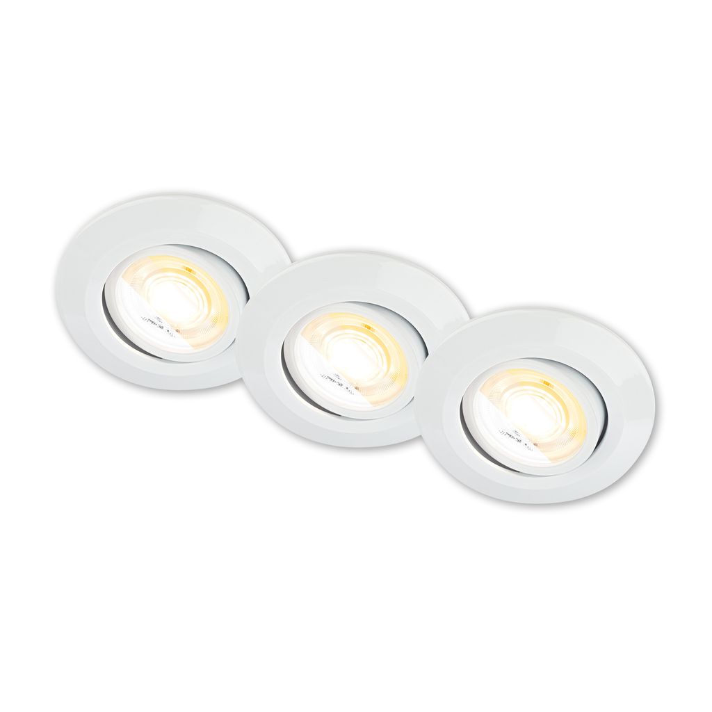 Briloner Klira 3er Set LED Einbaustrahler 230V, Schwenkbar, CTS, Ra90, Weiß
