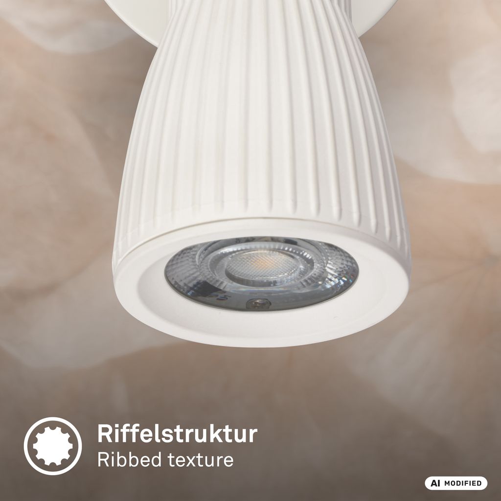 Riff Wandlampe Ø8 cm - 3,5W, 400lm, LED, Schwenkbar, Warmweiß, Altweiß