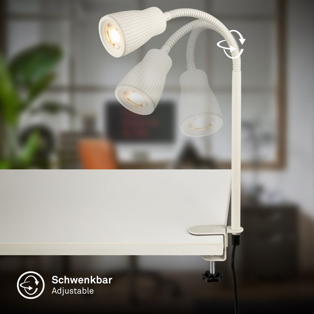 Riff Klemmlampe - 3,5W, 400lm, LED, Schwenkbar, Warmweiß, Altweiß