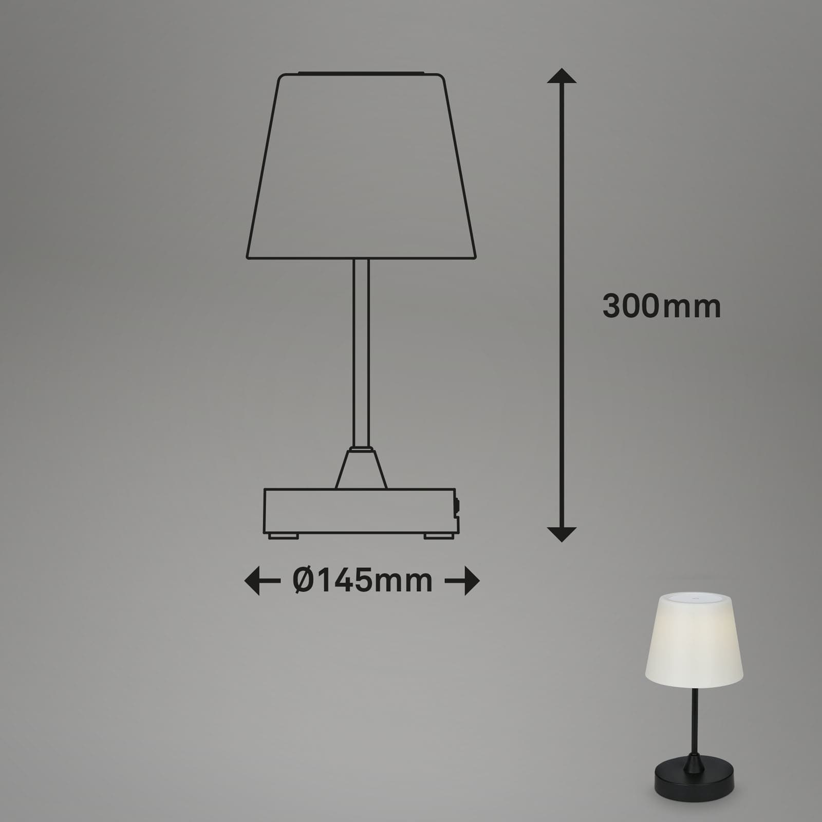 Touch LED Außen-Tischleuchte, Ø30 cm, LED-Modul, 3 W, 340 Lm, schwarz