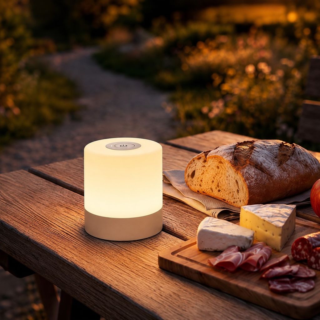 LED Akku-Tischleuchte, 7 cm, USB-C, 2W, 150lm, chrom-matt