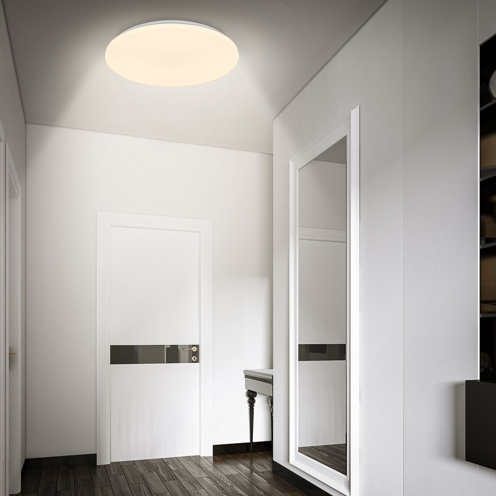 Round LED Ceiling Lamp Bathroom Light 35cm IP54 Motion Sensor 3m Range White