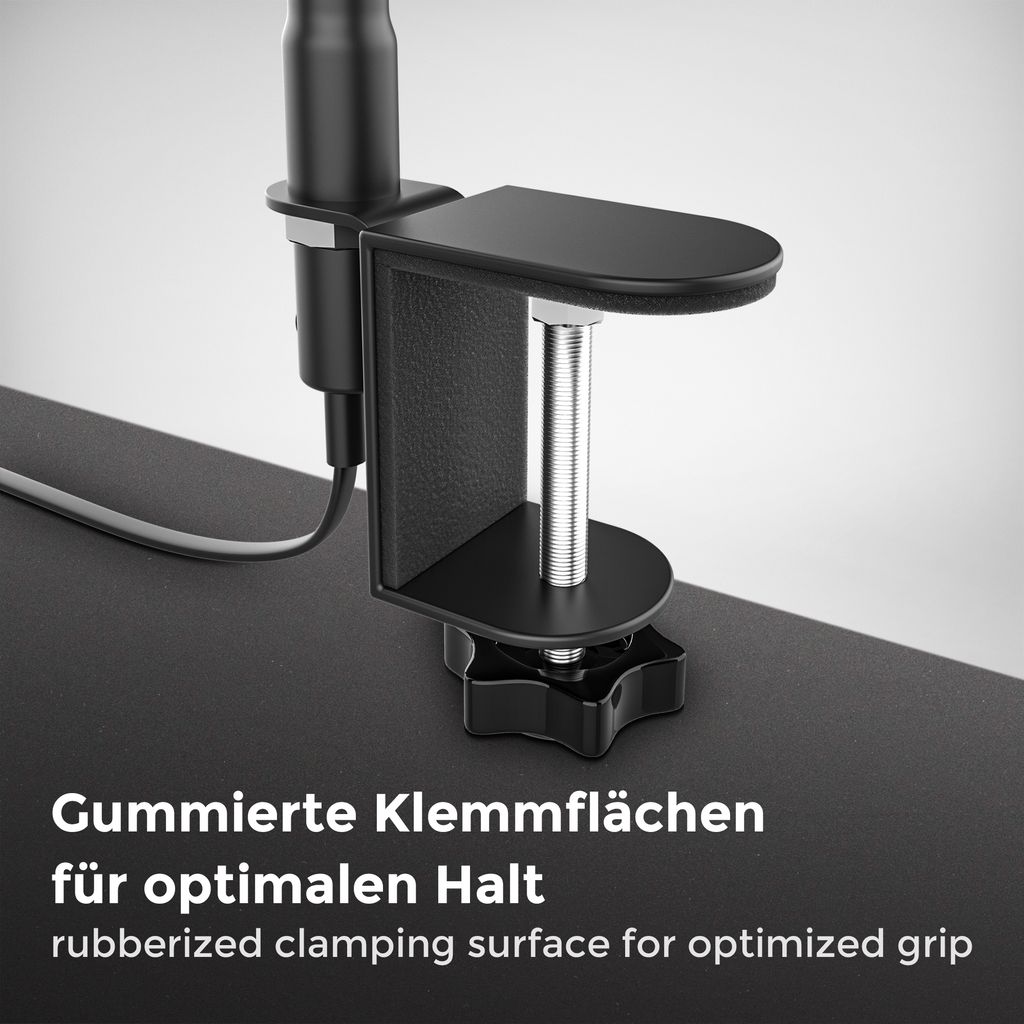 Klemmlampe - 5W, 400lm, LED, mit Stecker, dimmbar, Schwanenhals, warmweiß, schwarz