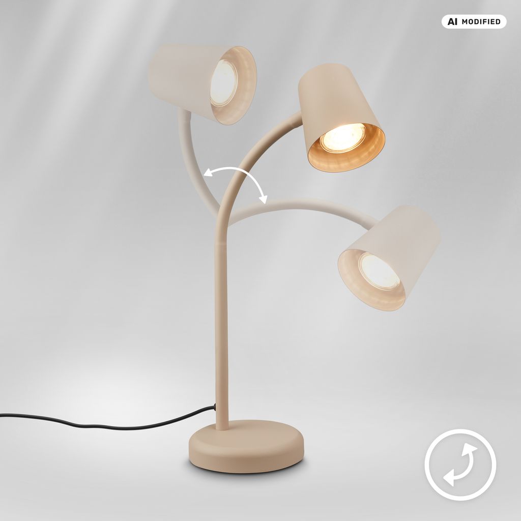 Skriva Tischlampe - Schwenkbar, Schalter, GU10 Fassung, max. 9W, Beige