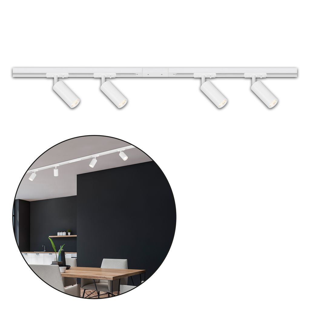 Briloner Rail Schienensystem, Komplettset, 4x LED Spots, Weiß