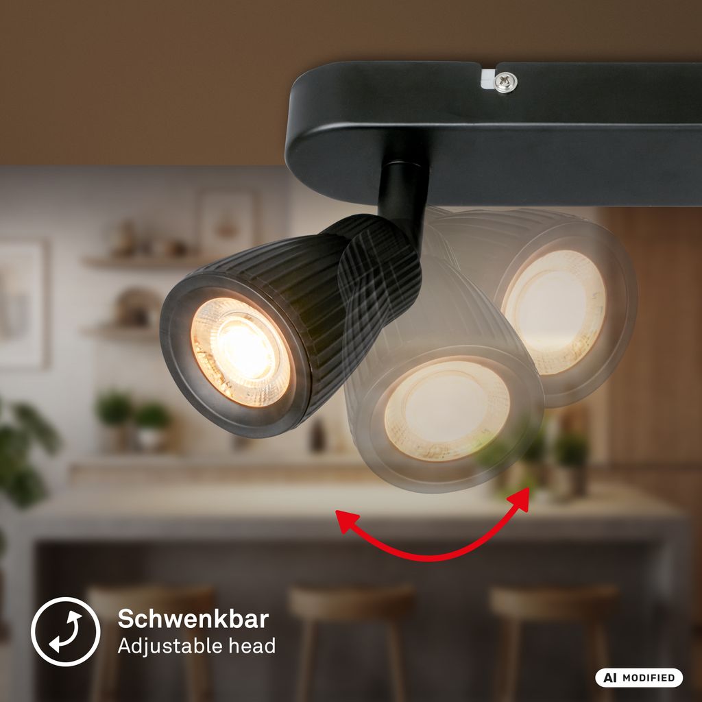 Riff Deckenstrahler 35 cm - 10,5W, 1200lm, LED, Schwenkbar, Schwarz