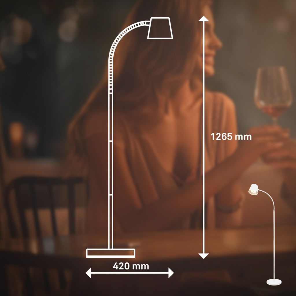 Briloner Cielo LED floor lamp cordless, dimmable, touch, white