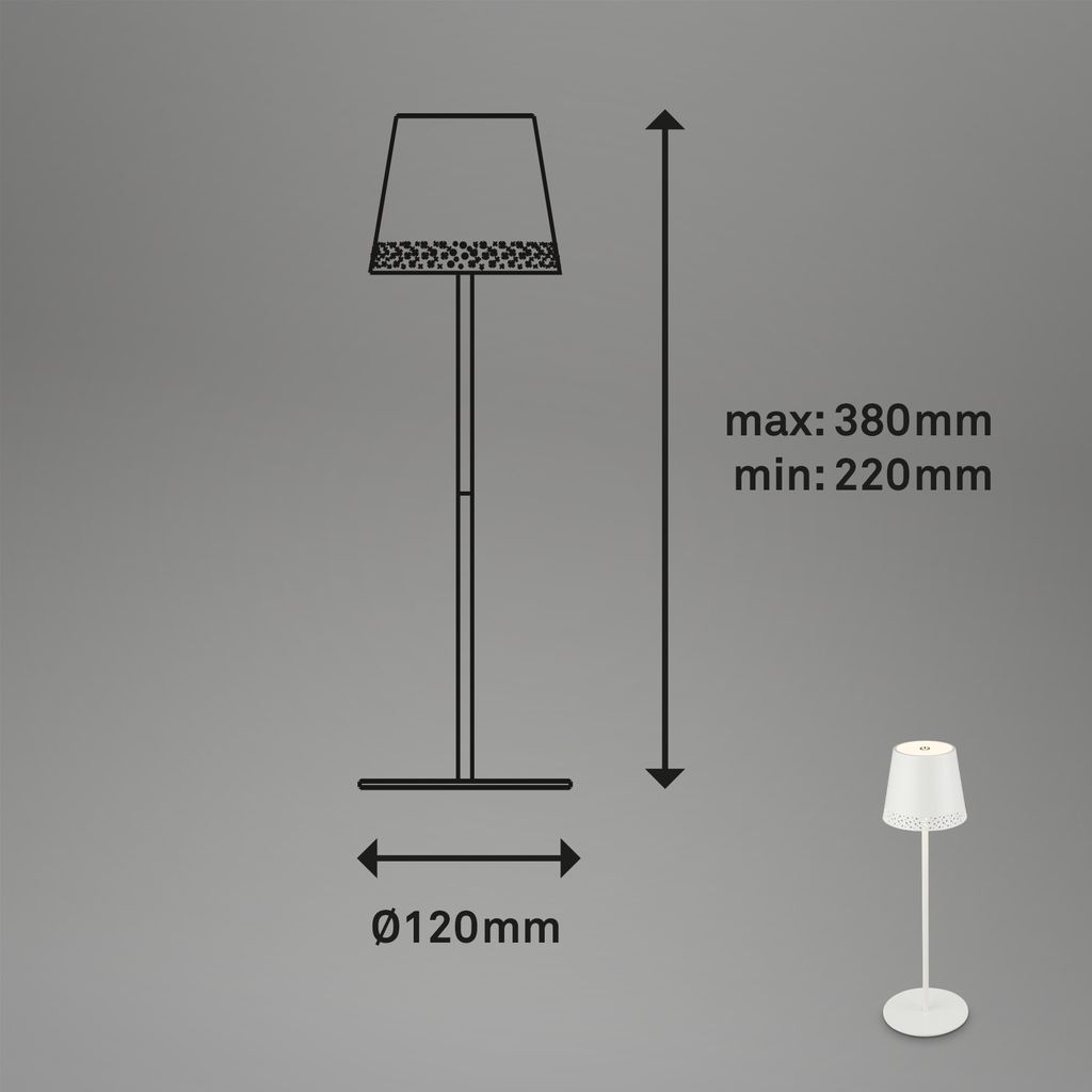 LED Akku-Tischleuchte Tischlampe höhenverstellbar IP44 weiß RGB innen außen 10