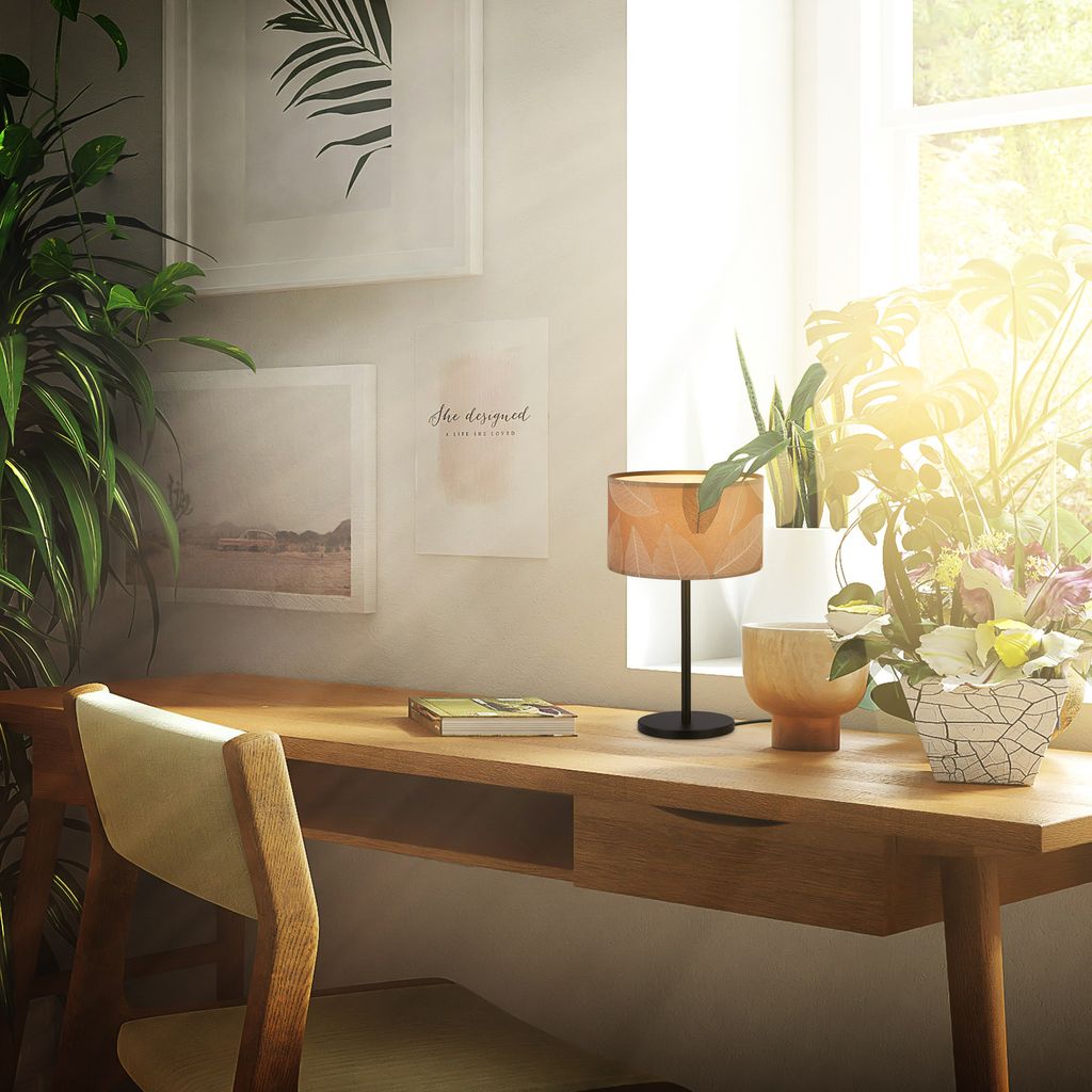 Briloner Mata Tischlampe. Blätterdekor. Kabelschalter. Boho-Stil. E27 Fassung. Caffefarben. Ø25 x 41.5 cm 6