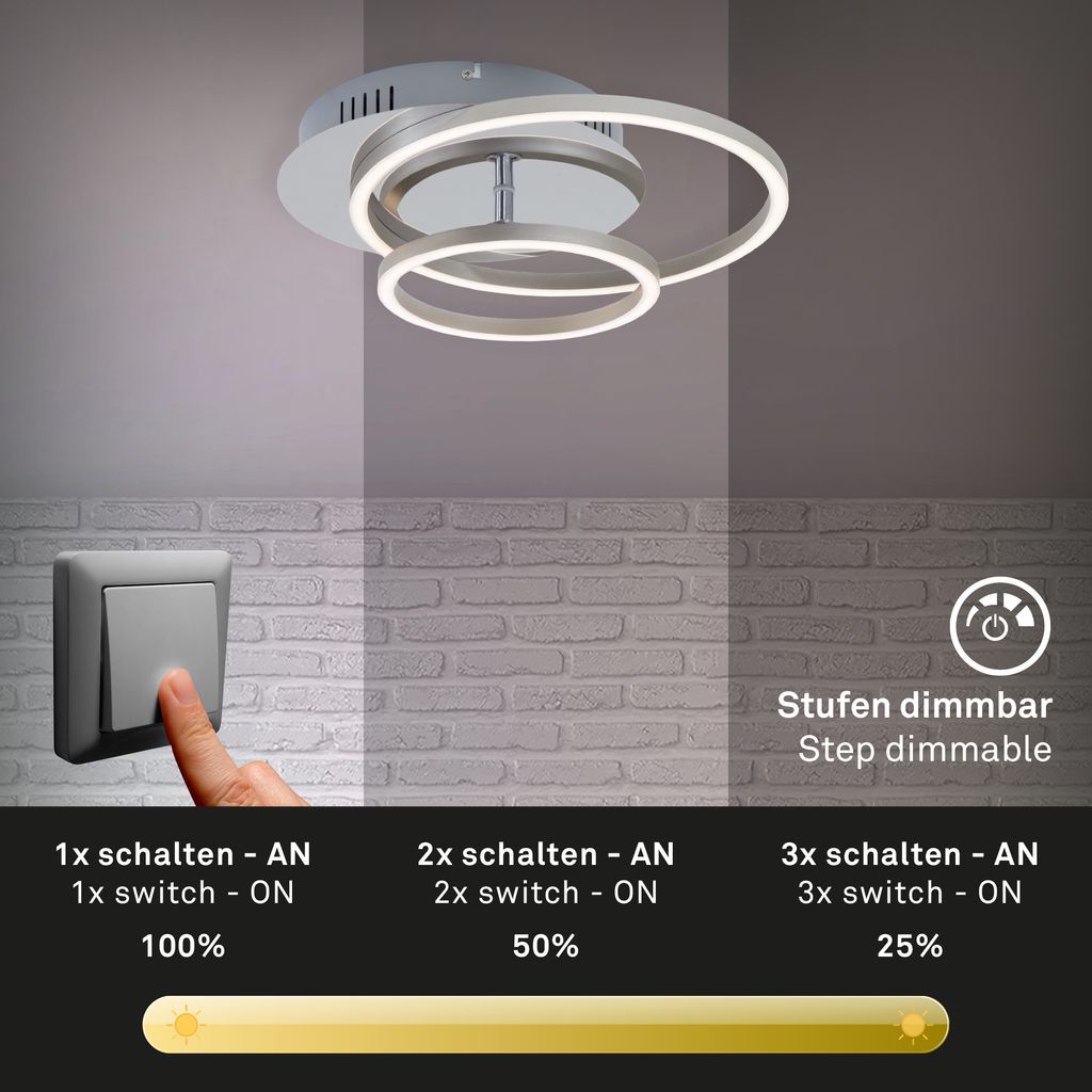 LED Deckenleuchte, 39 cm, 30 W, Alu-Chrom