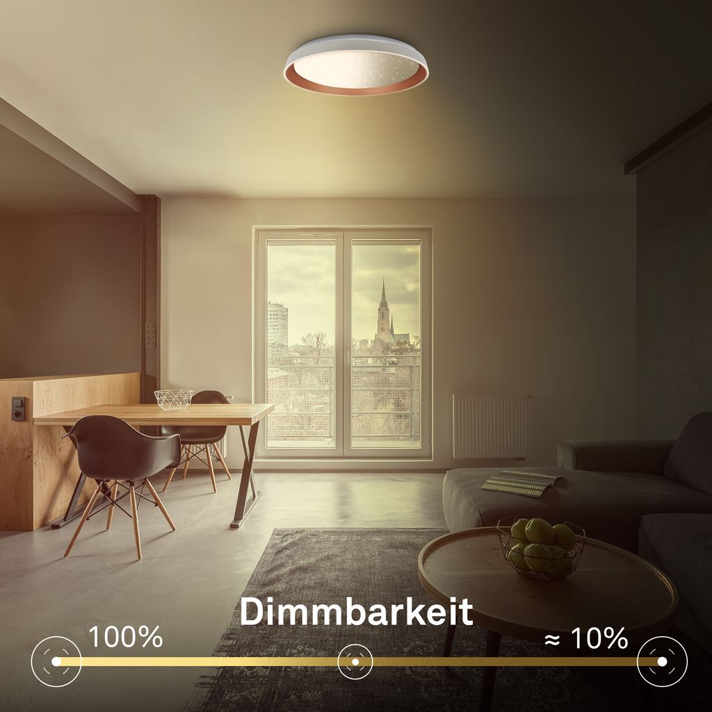 Gima Deckenlampe Ø51 cm - 48W, 5200lm, LED, Sternenhimmel, CCT, Dimmbar, Warm Grey, Coffee