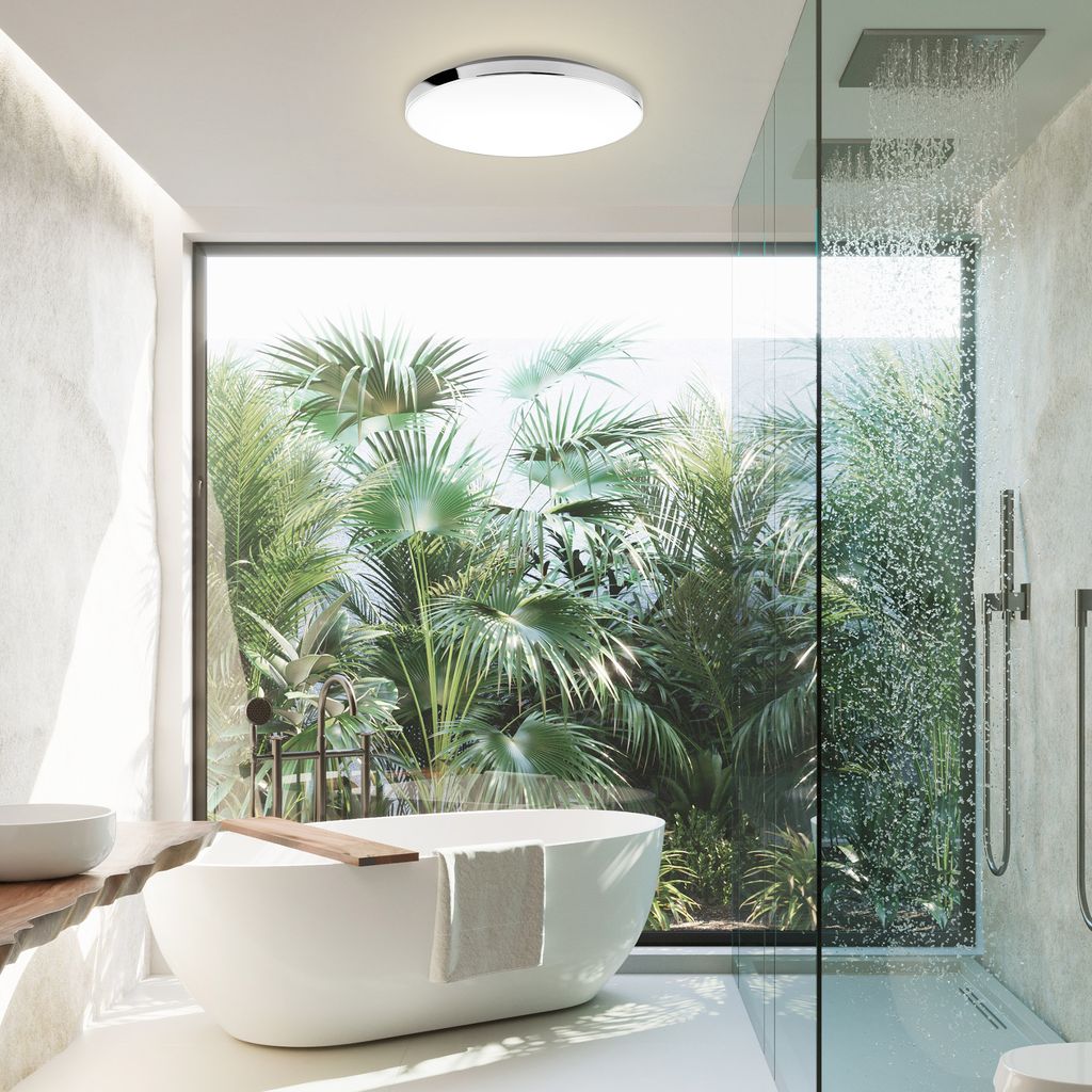 Badezimmerleuchte Badlampe IP44 4000K Ø35.5cm 1700lm 18W weiß-chrom Briloner 2