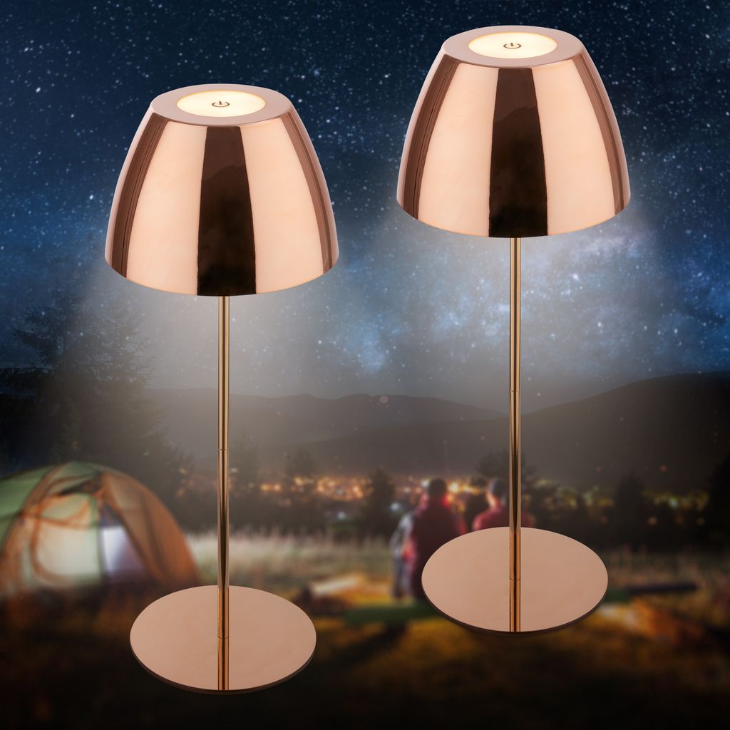 Serina Tischlampe 2er Set - 2,5W, 200lm, Kabellos, LED, Touch, Dimmbar, Kupferfarbe